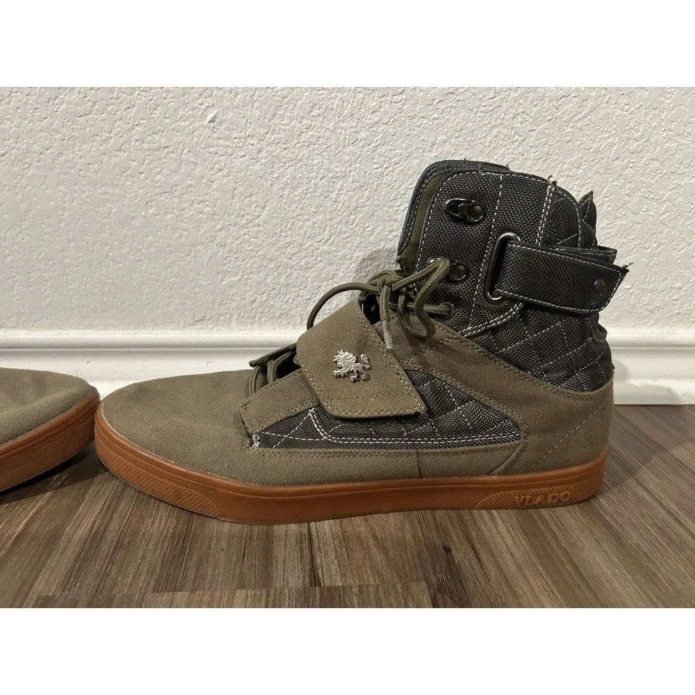 Vlado Atlas 2 High Top Sneakers Gray/Green Quilted Ankle Strap Men's Size 12